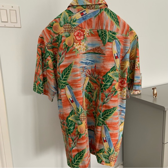 TOMMY HILFIGER HAWAIIAN TROPICAL SHIRT / VINTAGE / COTTON / XL / SHORT SLEEVE - Picture 3 of 9